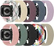 Stretchy Braided Bands Compatible with Fitbit Versa 4 / Fitbit Sense 2 / Fitbit Versa 3 / Fitbit Sense, Elastic Strap for Fitbit Versa 4 3 For Men Women - 10 Pack