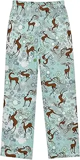 [ZZXXB] Reindeer Flowers Pattern Boys Long Pants Soft Trousers Elastic Waist Kids Lounge Bottoms with Pockets S-XL