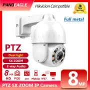 HIKVISION Compatible 4K 8MP PTZ IP CAMERA Auto-tracking mic Speaker 5X ZOOM Colo