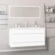 Bathroom Furniture Set High Gloss White Engineered Wood