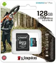 Kingston 128GB microSDXC Canvas Go Plus 170MB/s Read UHS-I, C10, U3, V30, A2/...