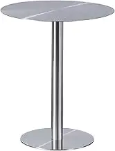 Modern Round Bar Table, Tall Cocktail Bistro Table, Height Counter Pub Tables with Sturdy Stainless Steel Frame for Home, Office, Dining Room and Kitchen(50x105cm/1.6x3.4ft)