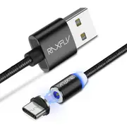 Type C LED Magnetic Braided Charging Phone Cable 2m For Oneplus5t Xiaomi 6 Mi A1 Huawei Mate 10 Pro S9+ BLACK COLOR