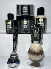 MÜHLE EDITION Carbon Fiber Razor, Silvertip brush, Nickel stands & Shaving Set