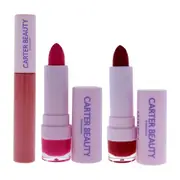Word of Mouth Velvet Matte Lipstick - Jo-3NA and Free Speech Lip Tint - Diana Kit by Carter Beauty for Women - 3 Pc Kit 0.26oz Lipstick, 2 x 0.16oz Lipstick