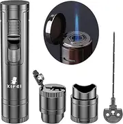 XIFEI Cigar Lighter, Cigar Puncher, Cigar Draw Enhancer, Cigar Stand, All-in-one Lighter