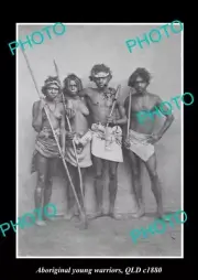 OLD 8x6 HISTORICAL PHOTO OF ABORIGINAL GROUP OF YOUNG WARRIORS c1880 QLD