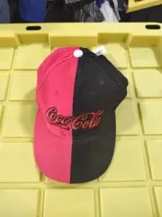 Vintage Coca-Cola Coke Red/Black Rare Split Hat Cap USA NASCAR C35