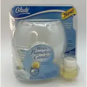 Rare Glade Wisp Flameless Candle Clean Linen Scent Glass Holder NEW 2007