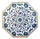 Octagon Marble Coffee Table Top Lapis Lazuli Stone Inlay Work Patio Side Table