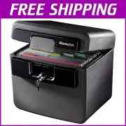 Black Fireproof Waterproof Document Safe with Key Lock – 14.3x15.5x13.5 inches