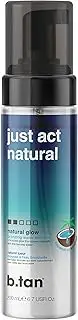 b.tan Clear Self Tanning Mousse | Just Act Natural - 1-Hour Express Sunless Self Tanning Mousse, Dark Tan, Non-Staining, with Coconut Water & Vitamin E, Face & Body