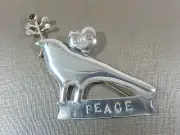 DESIGNER PEGGY JOHNSON STERLING SILVER 2003 PEACE DOVE W GARNET BROOCH PIN USA