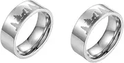[WOFASHPURET] 2 Pcs Titanium Steel Ring Wolf Ring Party Ring Men's Ring Comfort Steel Color Ring Durable Ring Engagement Ring Finger Ring Unique Jewelry Finger Strap Man