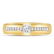 10k Yellow Gold Round Diamond Solitaire Wedding Band Ring 1/2 Cttw
