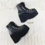 Kera 21 Black Ankle Boot 4.5" Platform Cuff Straps Goth Punk Rock DEMONIA