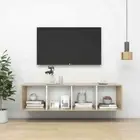 NNEVL Wall-mounted TV Cabinet Sonoma Oak and White 37x37x142.5 cm Chipboard