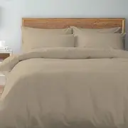 Pizuna Cotton Single Quilt Cover, 500 Thread Count 100% Combed Cotton Sateen Weave Bedding Duvet Cover Sets with Hidden Button Closure (Simply Taupe Single Duvet Cover)