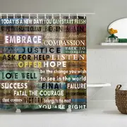 Catzon Vintage Wooden Printed Shower Curtains Bathroom Decor Accessory-5
