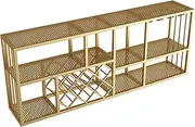 Modern Metal Wine Rack Wall Mounted Hanging Wine Glass Holder Liquor Cabinet Bar Bottle Display Shelf for Whiskey Kitchen Dining Room Decor
