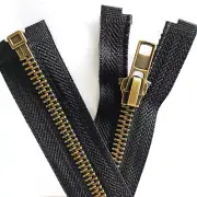 2Pcs #5 24 Inch Zippers for Jackets Sewing Coats Crafts Brass Separating Jacket