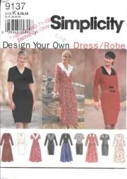 Uncut Simplicity Sewing Pattern 9137 Design Your Own Petite Dress Robe Size 8-12