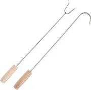 2Pcs Professional Kitchen Meat Hook Ergonomic Roasting Hooks for Convenient Meat Handling Heavy Duty Design for Butchers and Home Grilling