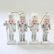 4 Pieces Nutcracker Figurine Pendant Hanging Christmas Decor Ornament Wood