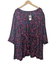 NWT Torrid Rainbow Leopard Georgette Tie Front Blouse Size 4x