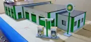 Finished-Custom 1/24 BP Station 6 Bay garage/4 Bay Semi Truck Center/Office