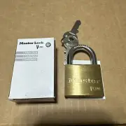 Master Lock 4140KA Padlock, Keyed Different, Standard Shackle, Rectangular Brass