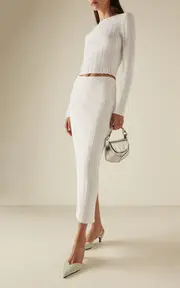[Del Core] Ribbed-Knit Midi Pencil Skirt