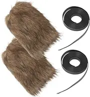[Generic] 1 Set Strap Leg Warmers Viking Outfit Women Viking Cosplay Mardi Gras Boot Covers Furry Boots for Women Viking Leg Wraps Furry Leg Warmers Fur Wrist Cuff Women Brown Polyester