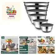 Mixing Bowls with Airtight Lids，6 piece Stainless Steel Metal Nesting Storage...