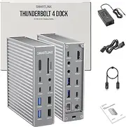 Thunderbolt 4 Dock with Displaylink Chipset - MacBook Docking Station Dual/Triple/Quad/Penta Monitor - 21 Ports 40Gbps, 150W Charging, 8K/4K Displays - Work with Window 10/11 Mac OS 10.2 (SL-019)