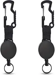 2Pcs Retractable Key Chain,Retractable Badge Holder Reel, Multitool Carabiner Key Holder, Heavy Duty Badge Reel with Steel Cable