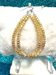 Sea Glass Inspired Gold / Silver Sterling Silver Filled Teardrop Earrings 2 3/4