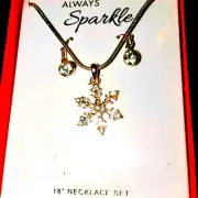 Always sparkle rhinestone earring and snowflake necklace set