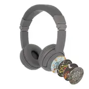 BuddyPhones Play+ On-Ear Wireless Bluetooth Kids Headphones Grey Matte