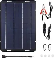 10W 18V Solar Battery Charger Maintainer, Portable Solar Panel Charging Kit for RV Camper Tractor Boat Black