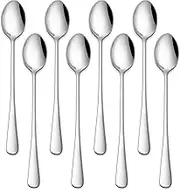DEHOV 7.5 Inches Stainless Steel Iced Tea Spoons,Set Of 8 Long Stirring Spoons For Coffee,Cocktail,Ice Cream,Long Handle Iced Teaspoons For Bar