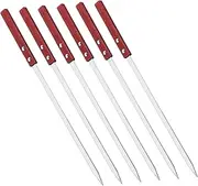GANAZONO 6Pcs Flat Barbecue Skewers Stainless Steel Kabob Skewers with Wooden Handles for Safe Grilling for Meat and Vegetables Easy to Clean and Maintain