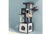 i.Pet Cat Tree Tower Scratching Post Scratcher 144cm Wood Bed Condo House Cabinet
