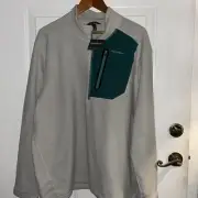 Men's Eddie Bauer Pullover Cloud Fleece Quarter Zip XXL Grey/Green NWT