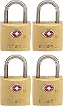 BRINKS - 22mm TSA Approved Solid Brass Keyed Travel Padlock, 4-Pack - Chrome Plated with Hardened Steel Shackle, TSA Approved Lock for Travel and Inspection