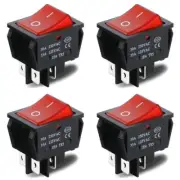 Pack of 4PCS Rocker Switch 30A 250VAC/35 125VAC KCD2 KCD4 DPST 4 Pin Red Ligh