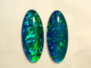 Synthetic Loose Triplet Opal Stones Matched pair 24x10 mm Oval . item 70339.