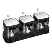 Condiment Container,Seasoning Box Glass l Set of 3 for Kitchen, Counter, Food Storage