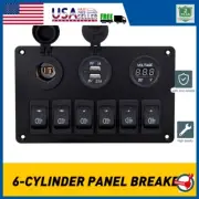 Marine Boat Panel Switch 6 Waterproof Gang 12V Rocker Switch Panel with Dual USB (for: Subaru)