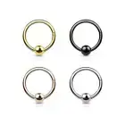 Surgical Steel Hinged Segment Ring 18 & 16 Gauge With Fixed Ball